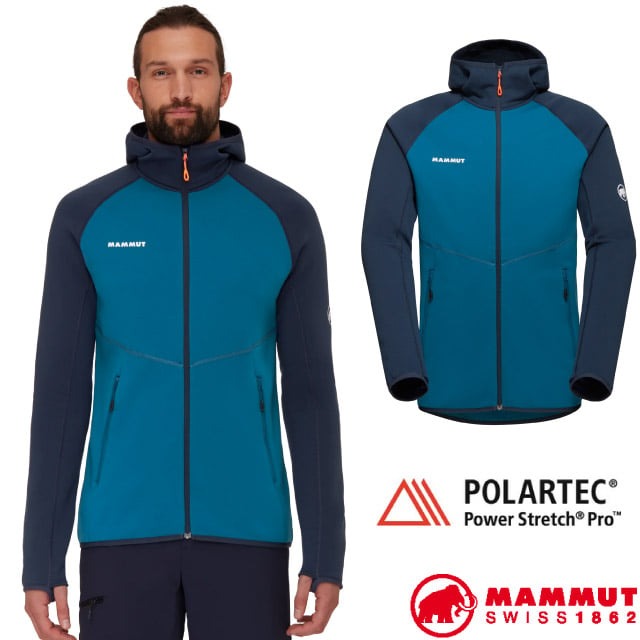 【MAMMUT 長毛象】男 輕量透氣耐磨保暖刷毛連帽外套.夾克.大衣/1014-04282-50554 深冰藍/海洋藍✿30E010